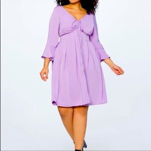ELOQUII Flare Sleeve Dress with Halter Detail